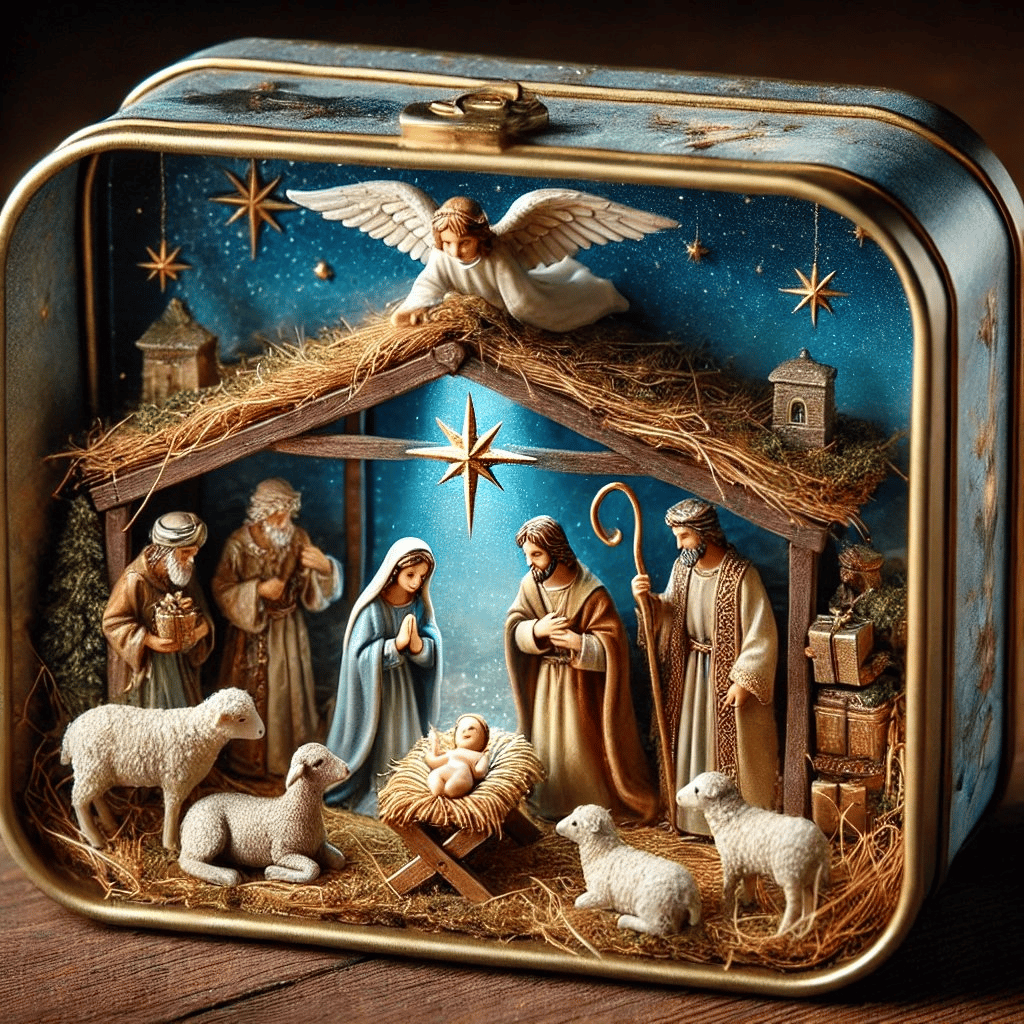 🔥✝️Handcrafted Pocket-Size Christmas Nativity Scene Gift Tin