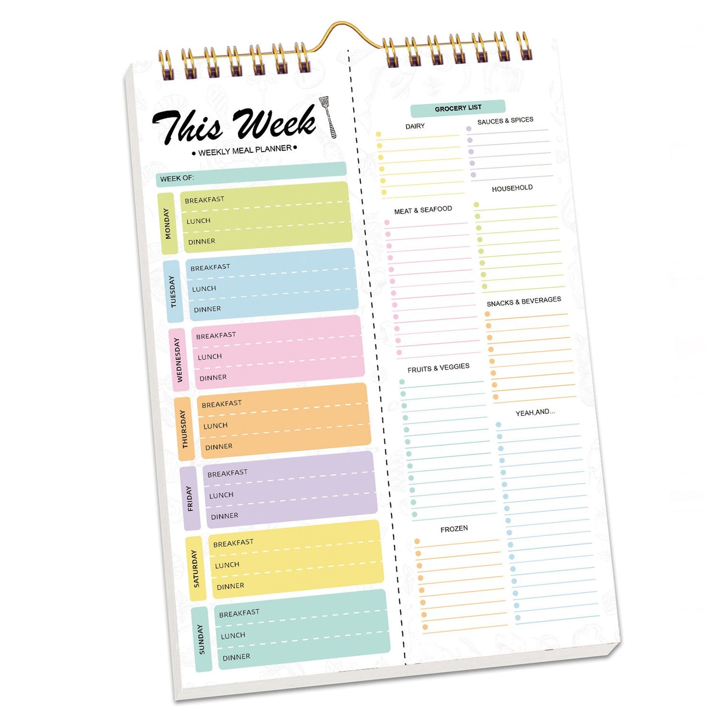 Handmade Bound Weekly Detachable Diet Plan Sheet