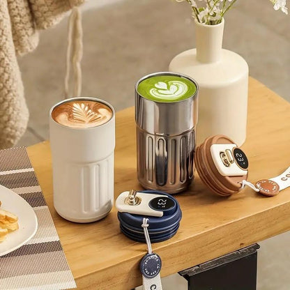 🎁🎁Christmas gift🎁450ml Stainless Steel Travel Mug with Temperature Display - Vacuum Insulated Bottle. Stainless Steel Insulated Cup. Portable Coffee Bottle Cap