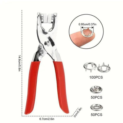 🧵 Sewing Kit with 100pcs Metal Buttons – Manual Pliers Tool Included