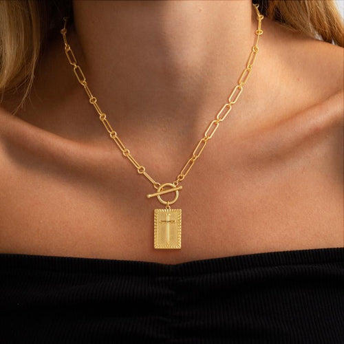 ✝️Cross Pendant Paperclip Chain Necklace
