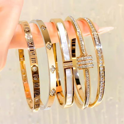 5-Piece Elegant Stainless Steel Bracelet Set.  Fashionable Classic Design
