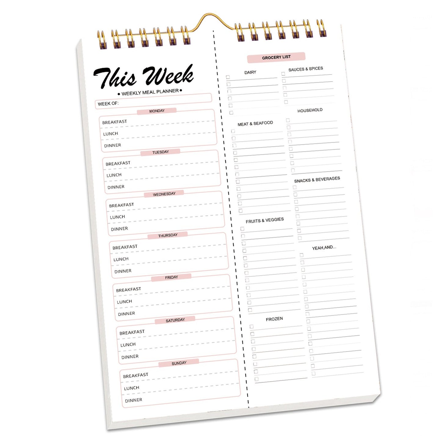 Handmade Bound Weekly Detachable Diet Plan Sheet