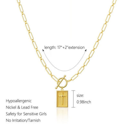 ✝️Cross Pendant Paperclip Chain Necklace