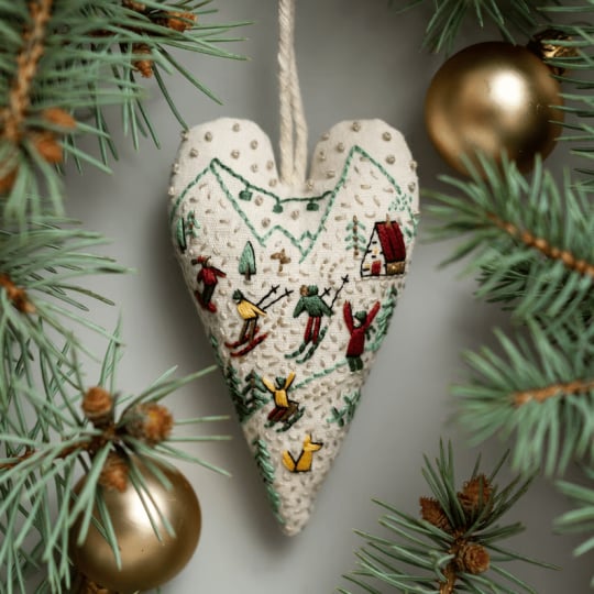 💖DIY Heart Shaped Hand Embroidered Christmas Finished product/DIY material kit