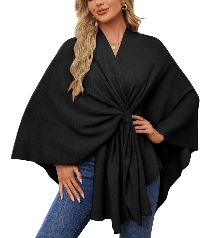 🔥Elegant Shawl Wraps Soft Open Front Poncho Sweater