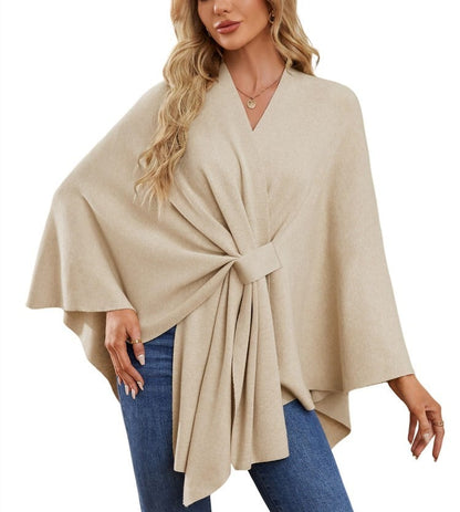 🔥Elegant Shawl Wraps Soft Open Front Poncho Sweater
