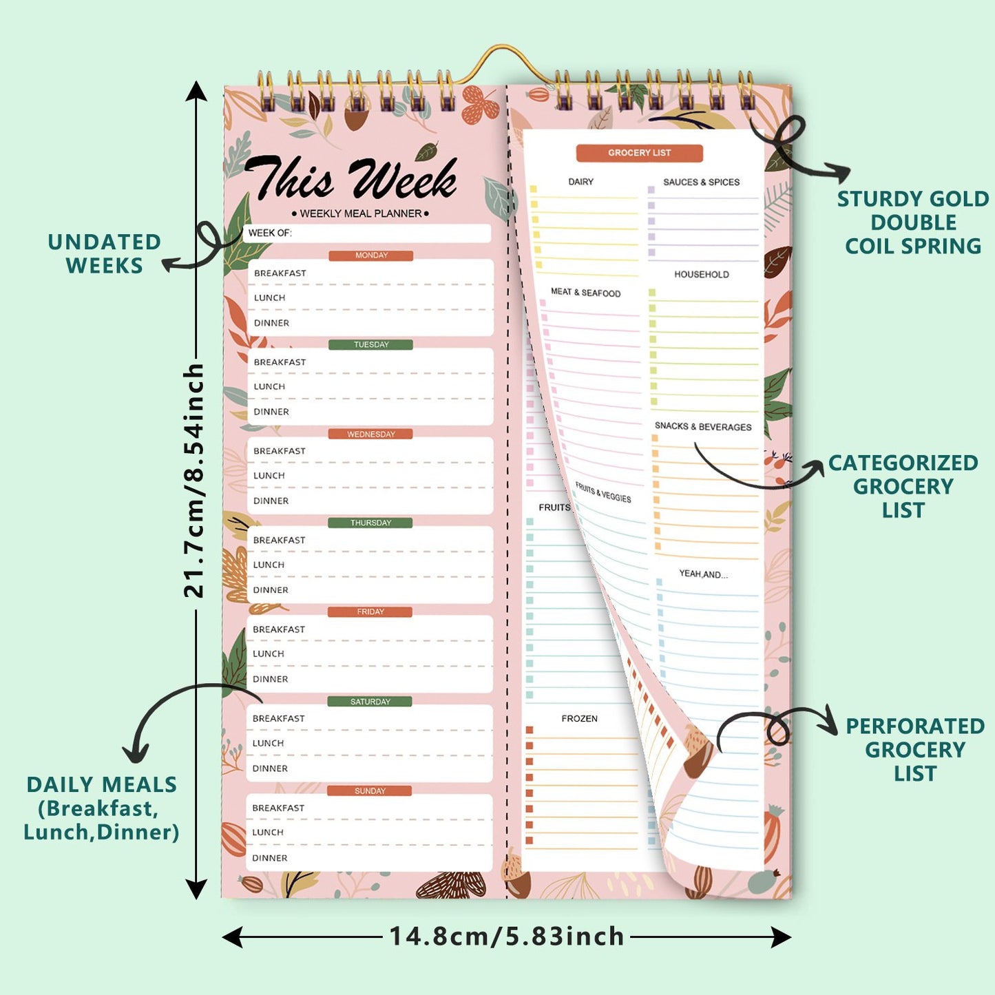 Handmade Bound Weekly Detachable Diet Plan Sheet
