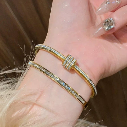 4-Piece Elegant Stainless Steel Bracelet Set.  Fashionable Classic Design & Fade-Resistant