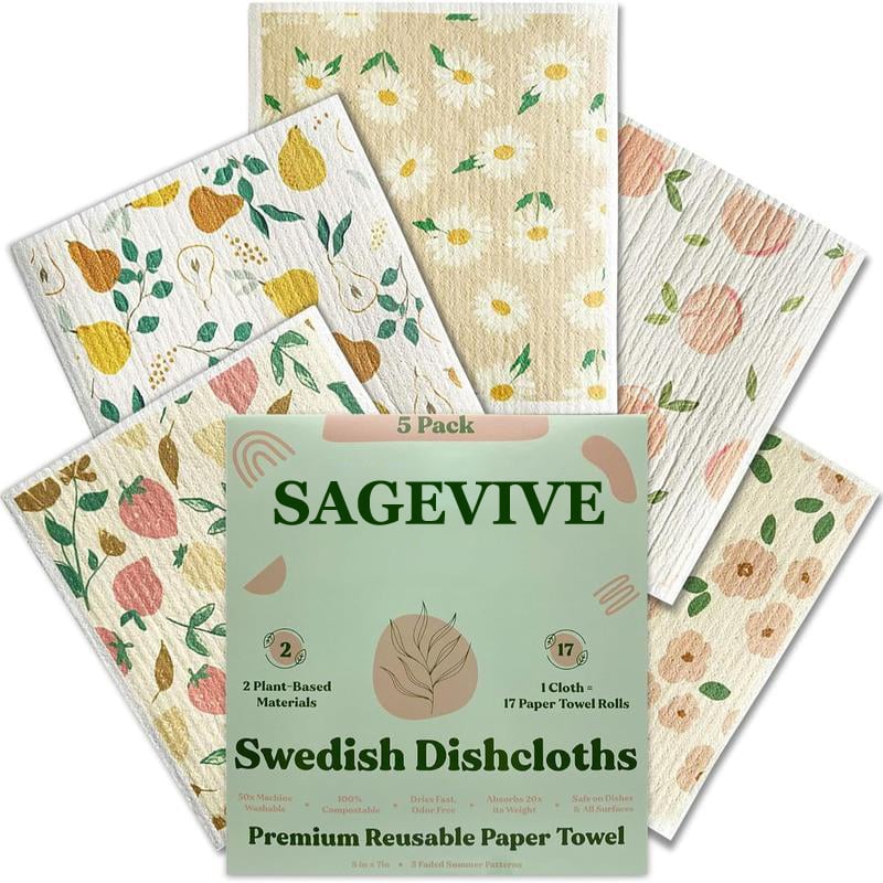 Swedish Dishcloths for Kitchen & Cleaning | 5 Pack