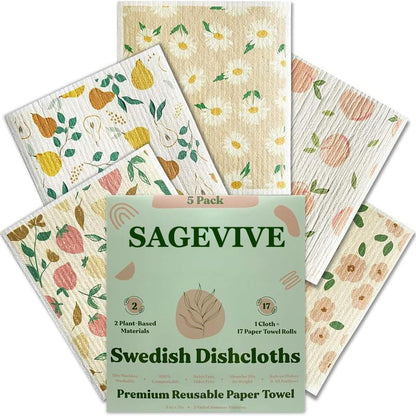 Swedish Dishcloths for Kitchen & Cleaning | 5 Pack